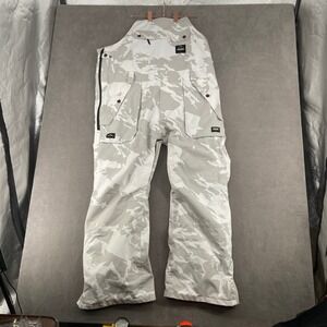 Dope Snow Notorious Arctic Camo Bib Snowboard Ski Pants Mens 2XL White Gray